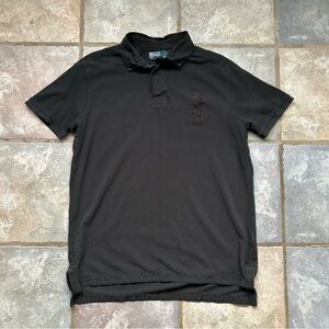 Vintage Polo Ralph Lauren Shirt Men XL Black Big Pony Patch Custom Fit Black Cat